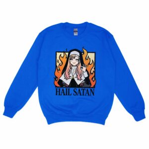 Hail Satan Anime Nun Tee Edgy Dark Humor Alternative Graphic Shirt