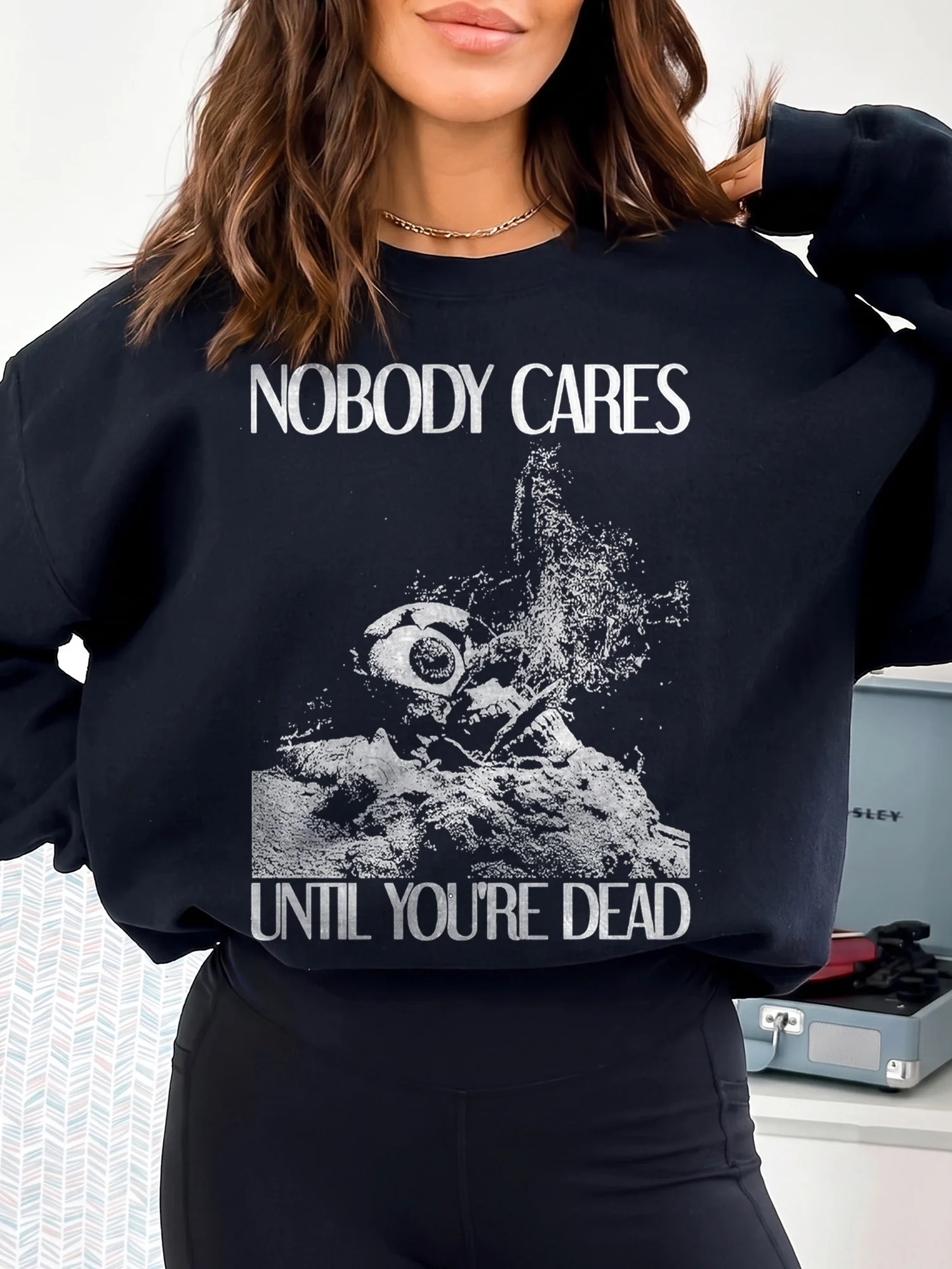 Nobody Cares Until You're Dead Astronaut Graphic Tee Edgy Dark Humor Streetwear Shirt
