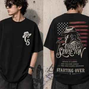Chris Stapleton Starting Over Vintage Tee The Hard Roads Lyric Country Graphic Shirt