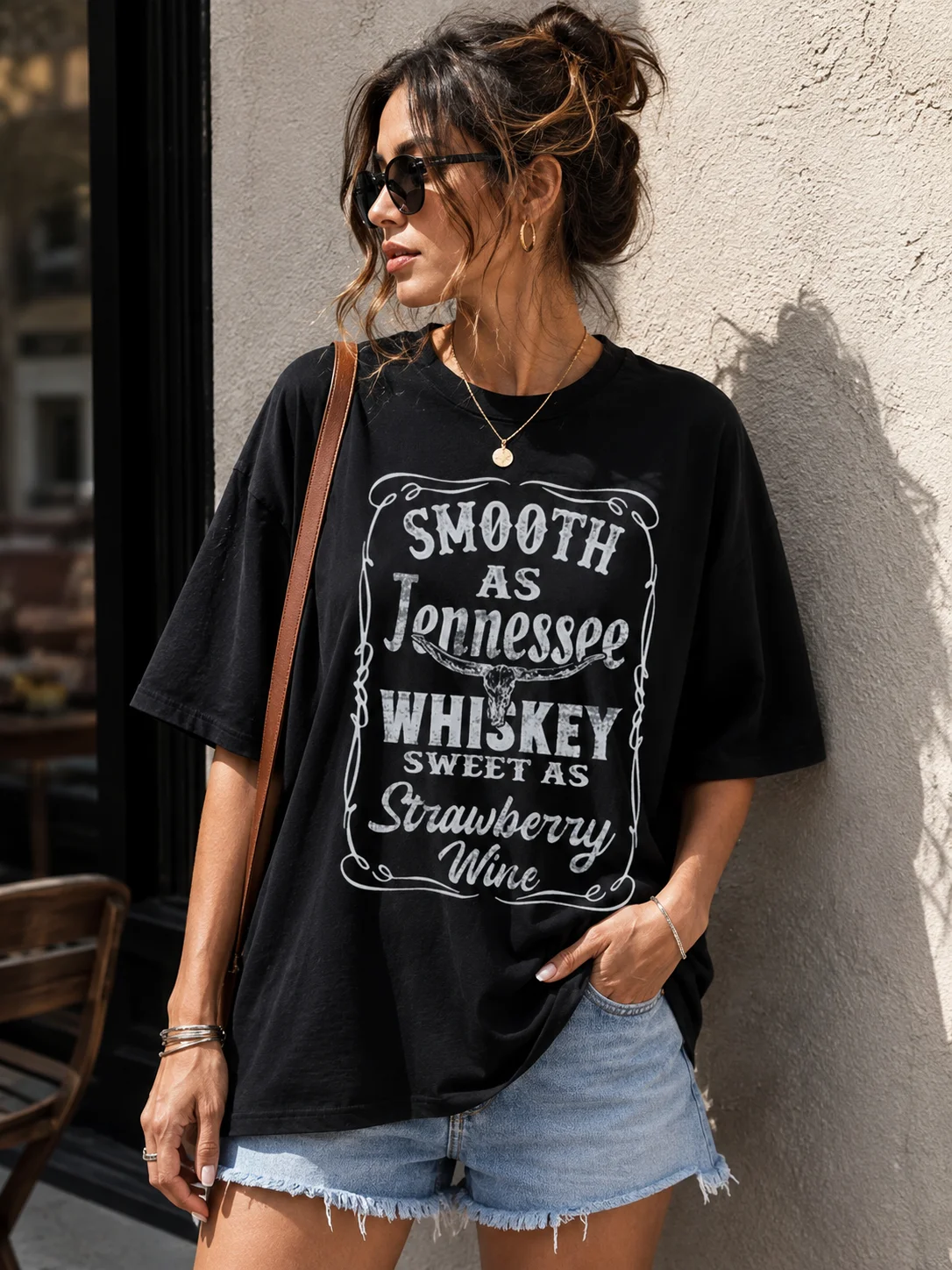 woobulk_1786006435208_0_26c3e5.webp Smooth As Tennessee Whiskey Sweet As Strawberry Wine Vintage Graphic Tee Country Concert Shirt for Women