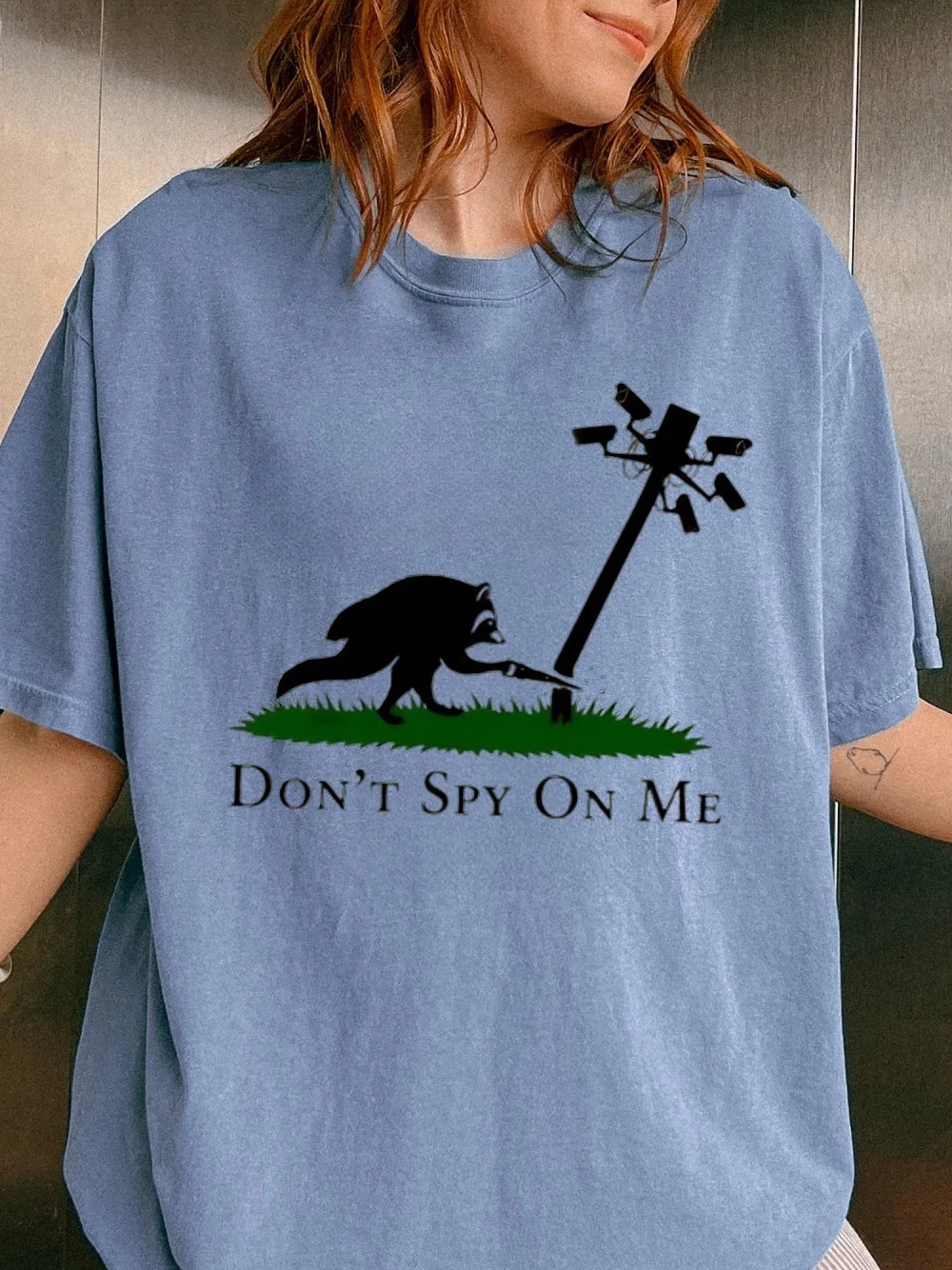 Don't Spy On Me Raccoon Anti-Surveillance Tee Funny Privacy Advocate Graphic Shirt
