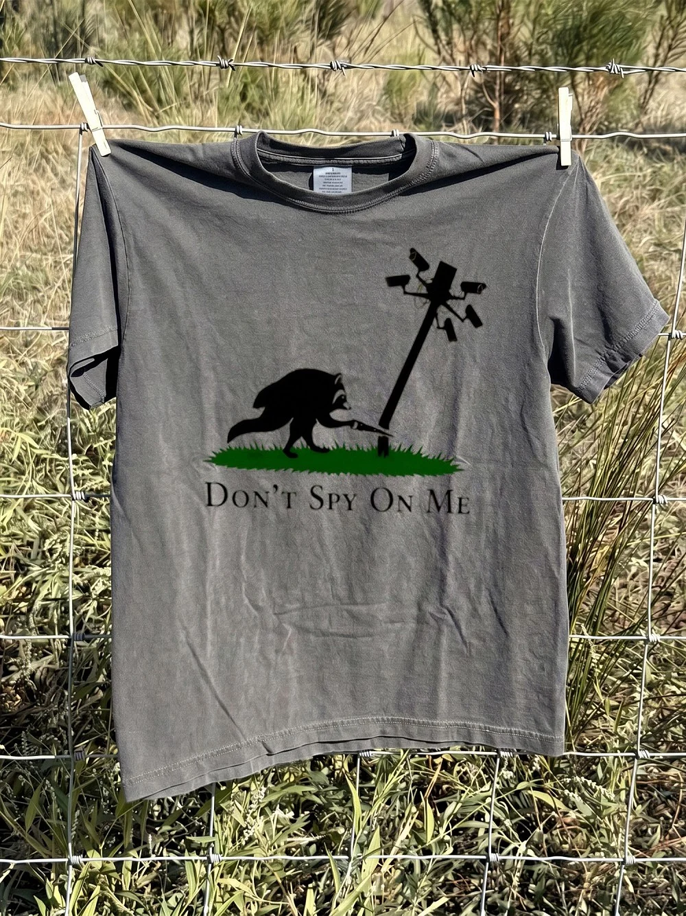 Don't Spy On Me Raccoon Anti-Surveillance Tee Funny Privacy Advocate Graphic Shirt