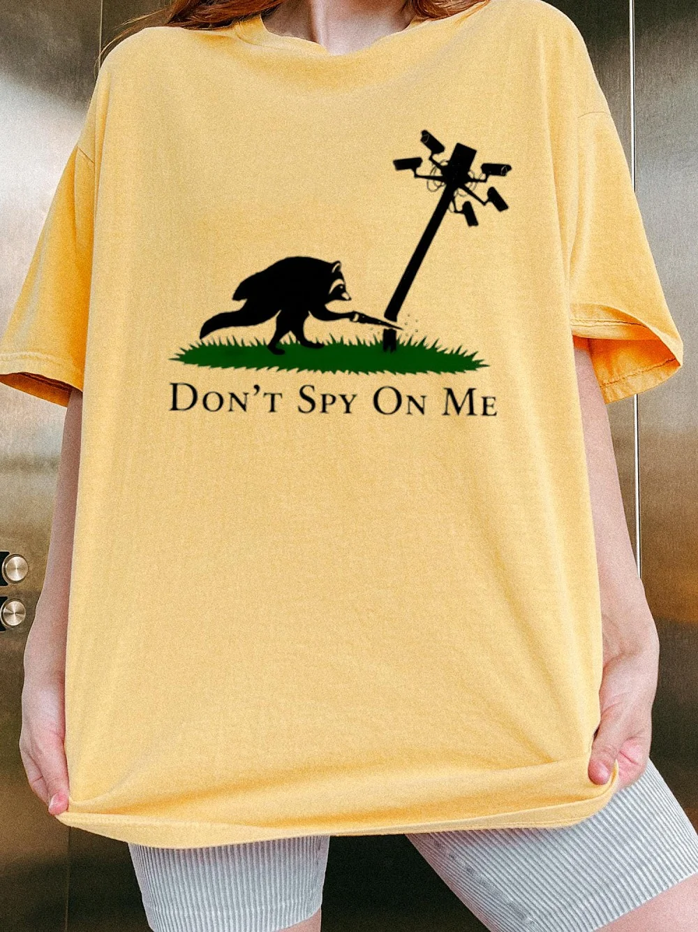 Don't Spy On Me Raccoon Anti-Surveillance Tee Funny Privacy Advocate Graphic Shirt