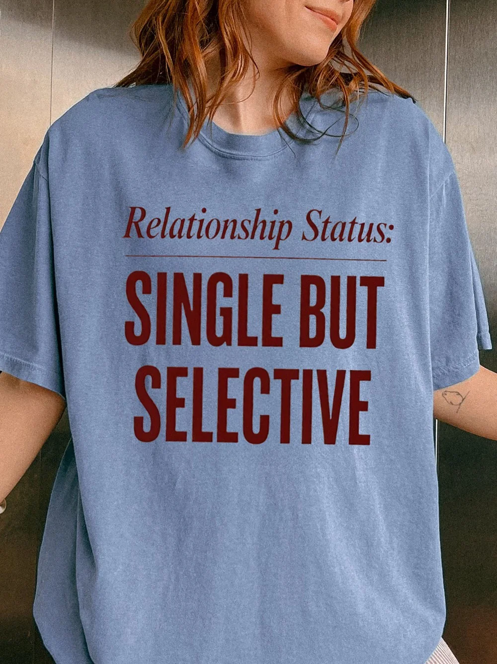 Relationship Status Single But Selective Tee Funny Dating Humor Shirt for Women