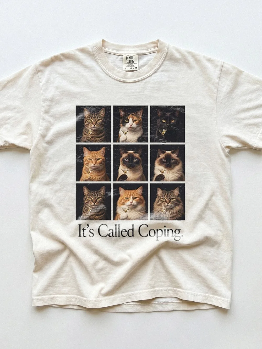 It's Called Coping Vintage Cat Graphic Tee Mental Health Humor Shirt