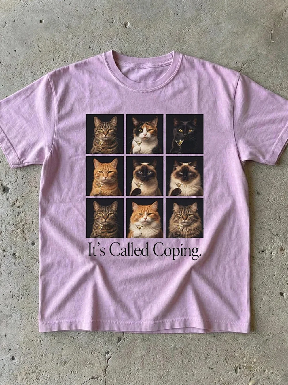 It's Called Coping Vintage Cat Graphic Tee Mental Health Humor Shirt