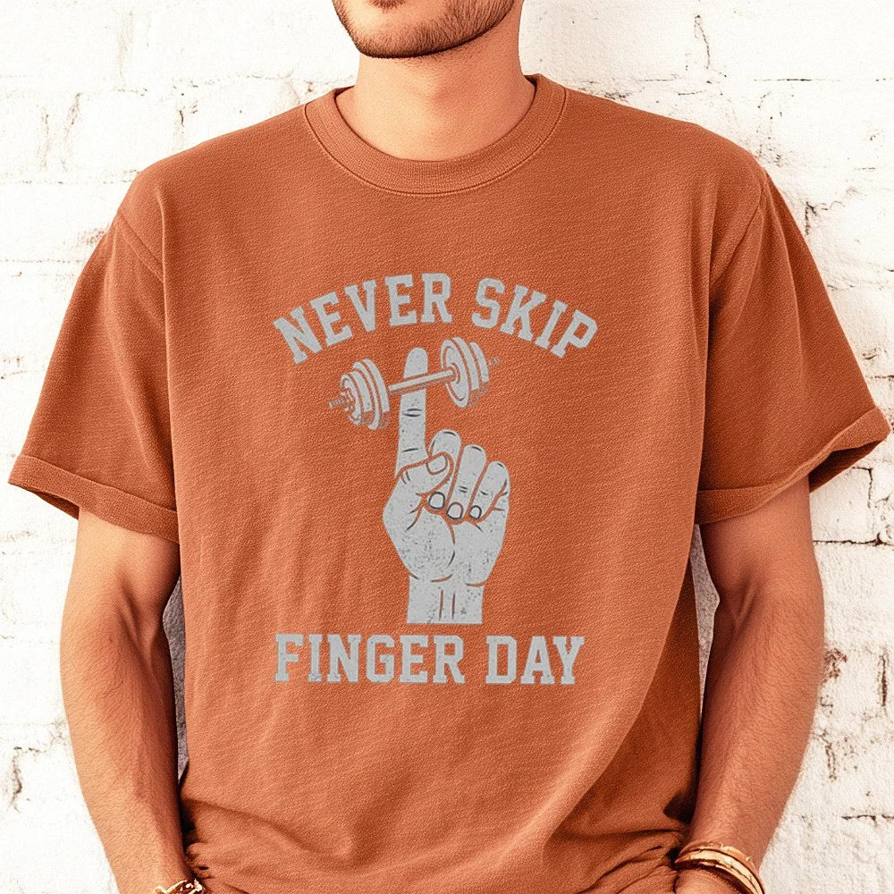 Never Skip Finger Day Sweatshirt Funny Workout Humor Gym Gift
