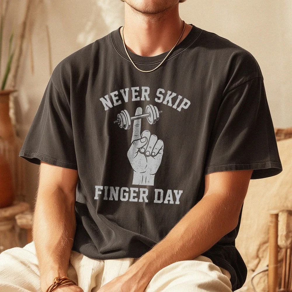Never Skip Finger Day Sweatshirt Funny Workout Humor Gym Gift