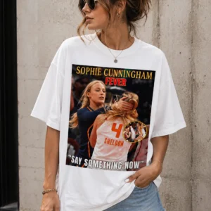 Sophie Cunningham Say Something Now Graphic Tee Indiana Fever Fan Shirt