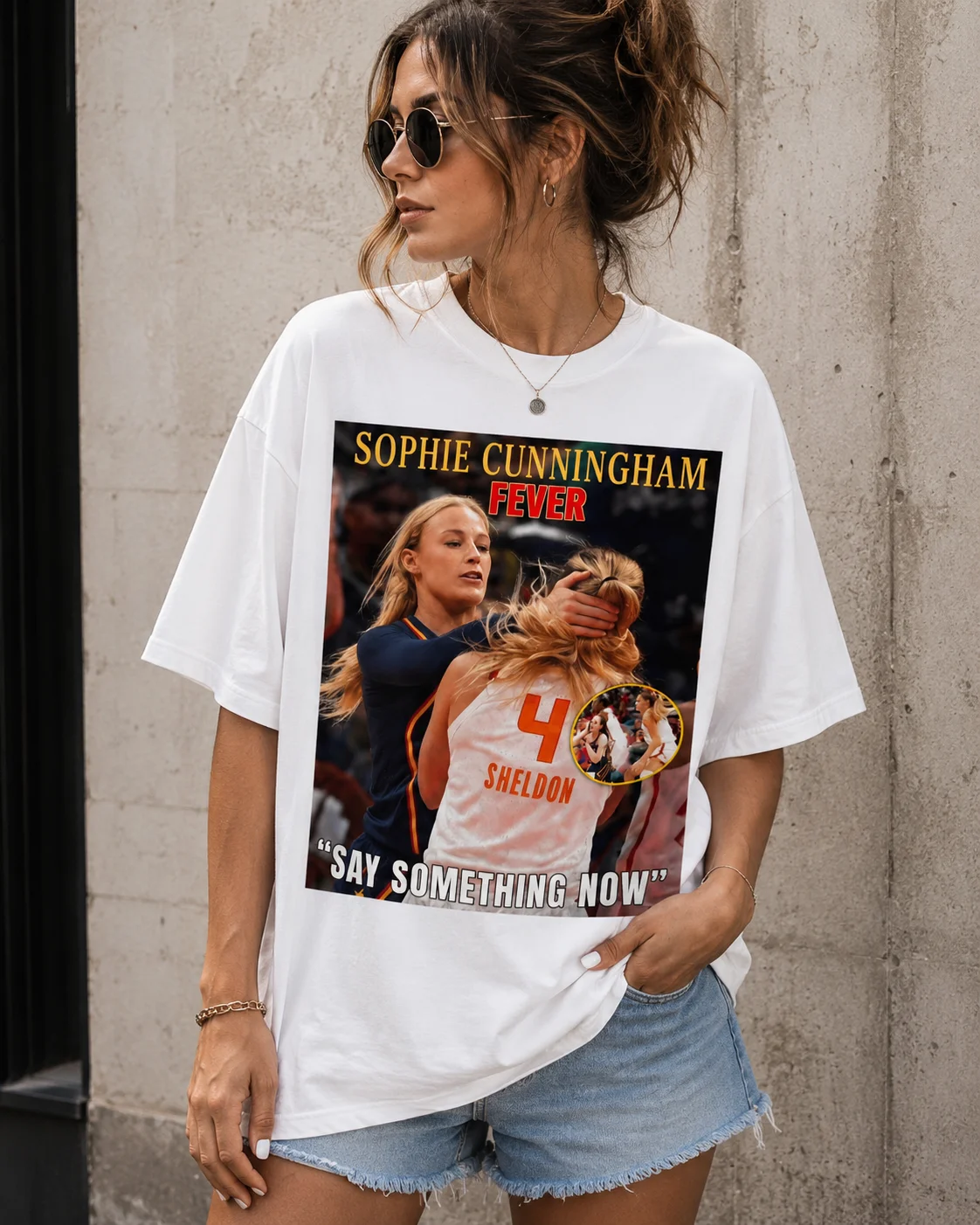 Sophie Cunningham Say Something Now Graphic Tee Indiana Fever Fan Shirt