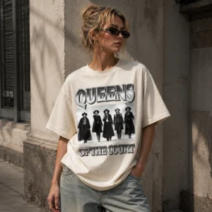 Queens of the Court Oversized Graphic Tee for Women Basketball Volleyball Team Gift
