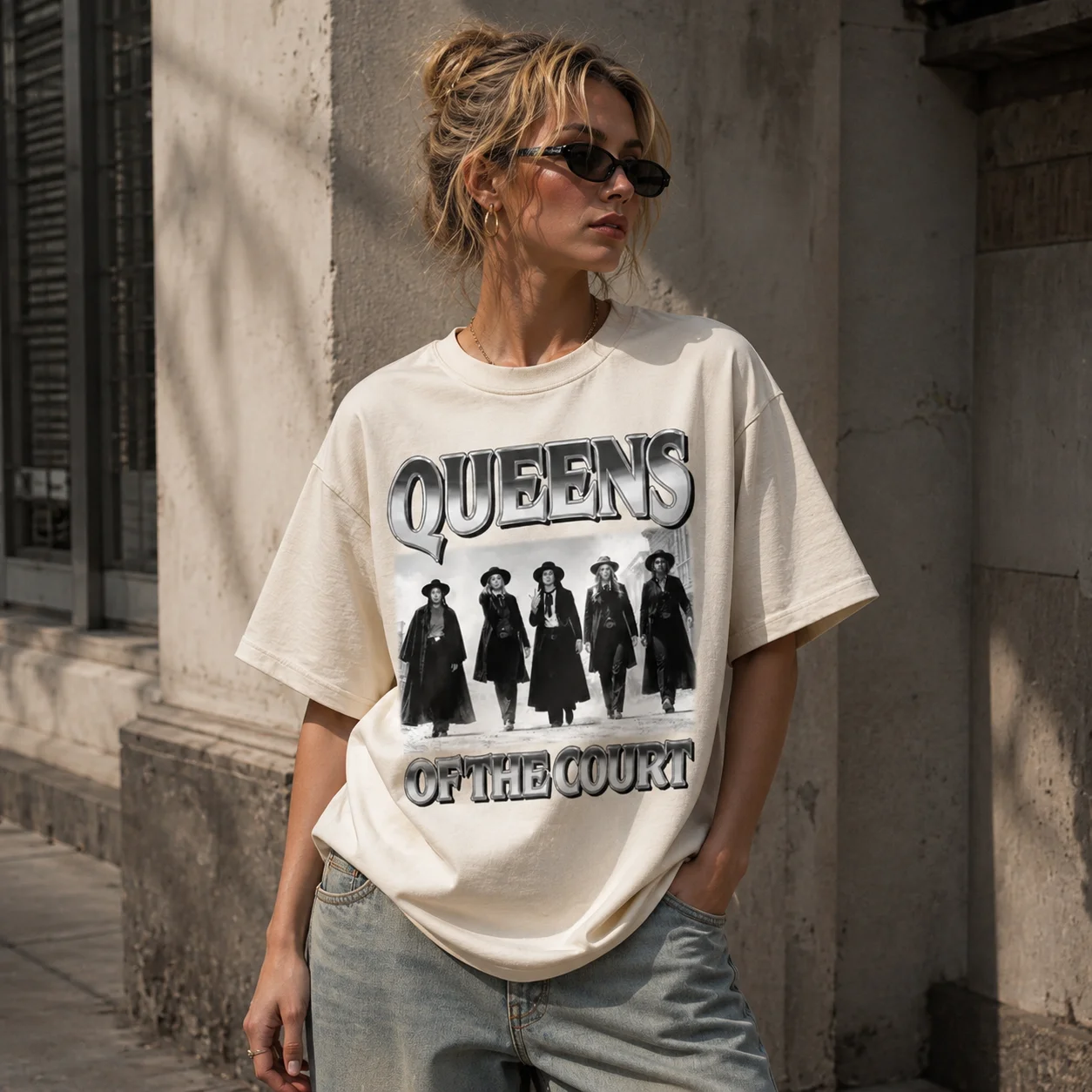 woobulk_1786075482621_0_50f9e5.webp Queens of the Court Oversized Graphic Tee for Women Basketball Volleyball Team Gift