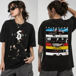 Shinedown Eight Discography Vintage Band Tee Oversized Rock Graphic T-Shirt
