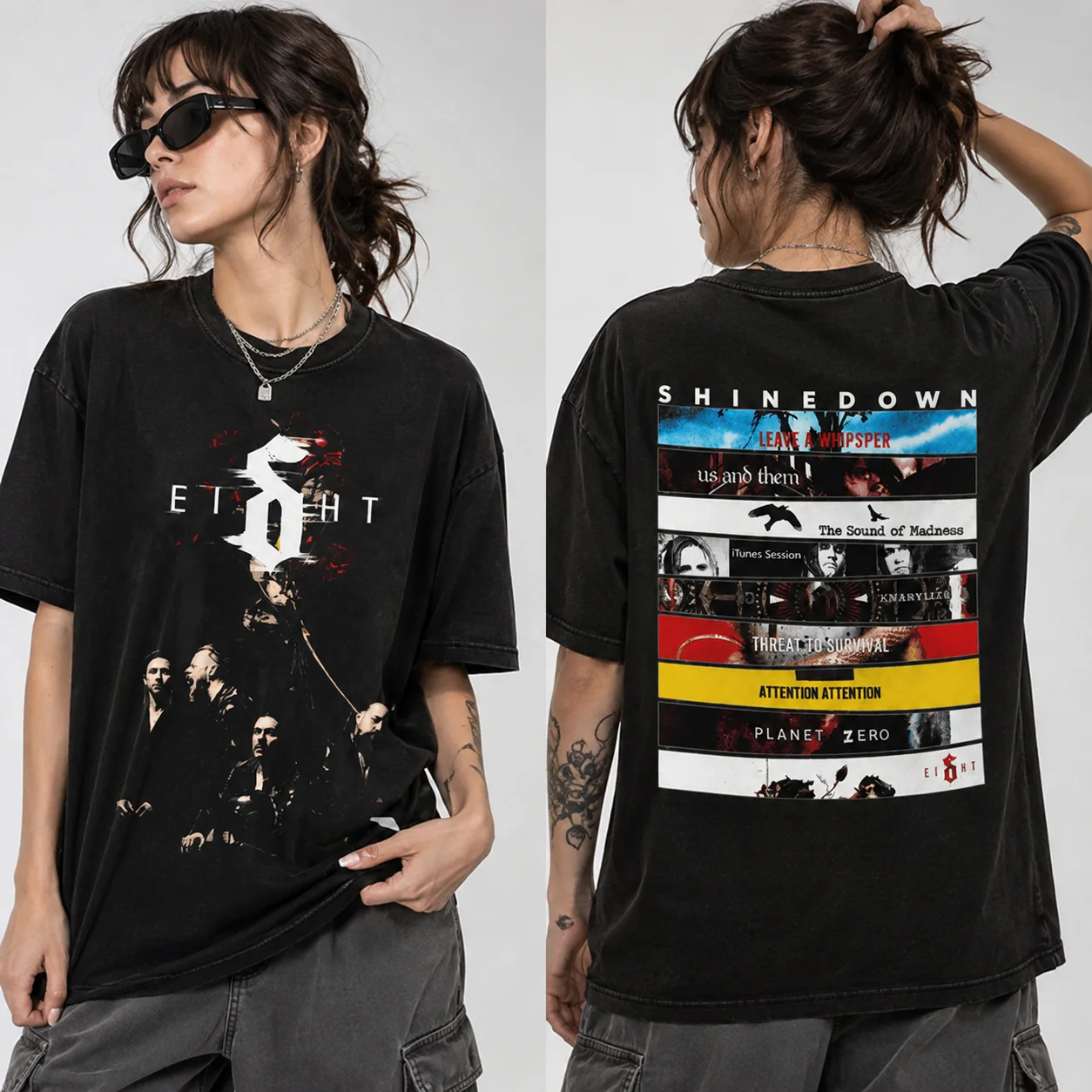 Shinedown Eight Discography Vintage Band Tee Oversized Rock Graphic T-Shirt