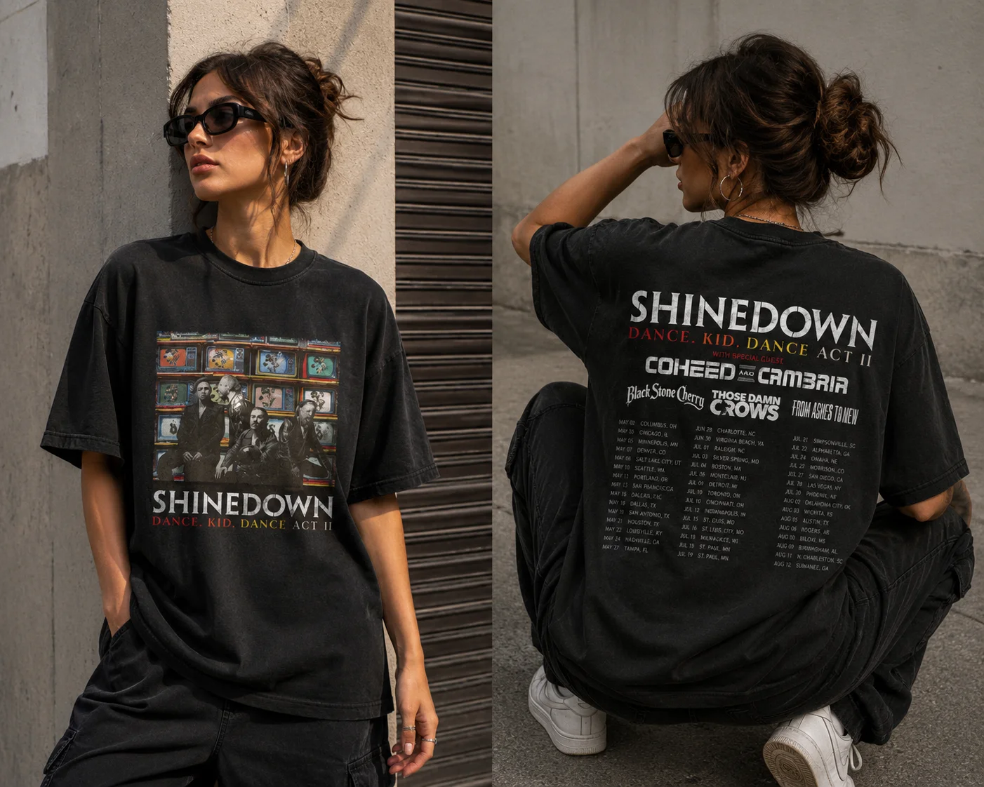 Shinedown Dance Kid Dance Act II 2026 Tour Tee Black Band Concert Shirt