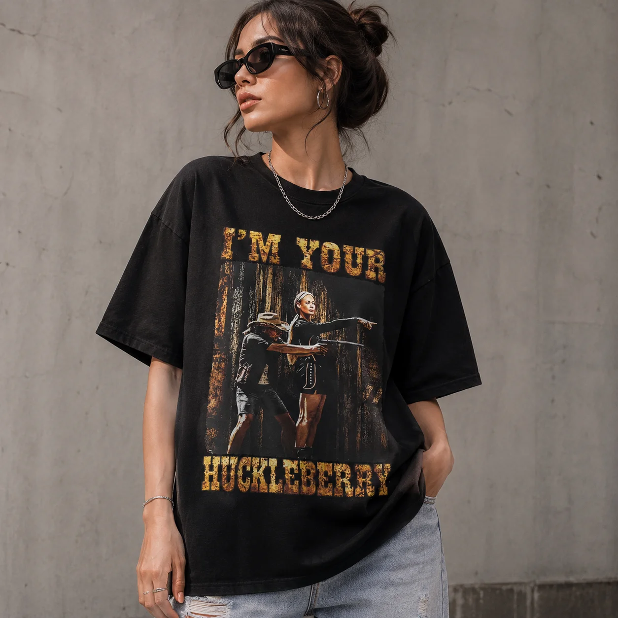 woobulk_1786094320452_0_22cb2a.webp I'm Your Huckleberry Western Movie Quote Tee, Vintage Cowboy Graphic Shirt