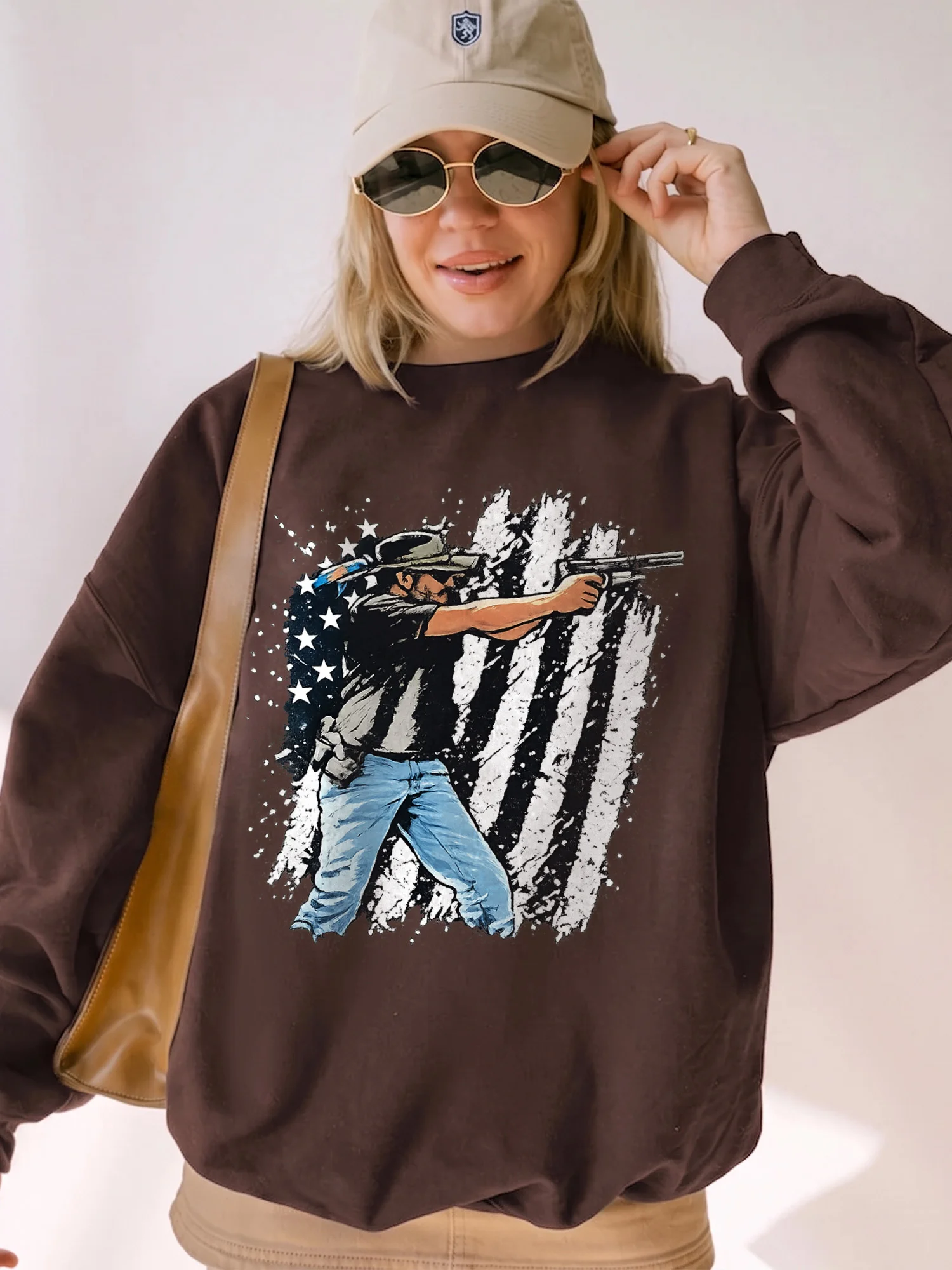 Patriotic Gun Distressed American Flag Tee Second Amendment Range Day Shirt