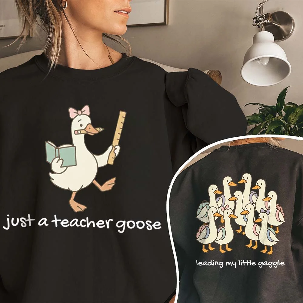 Funny Teacher Goose Tee Leading My Little Gaggle Back to School Gift