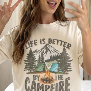 Life Is Better by the Campfire Tee Vintage Outdoor Camper Shirt