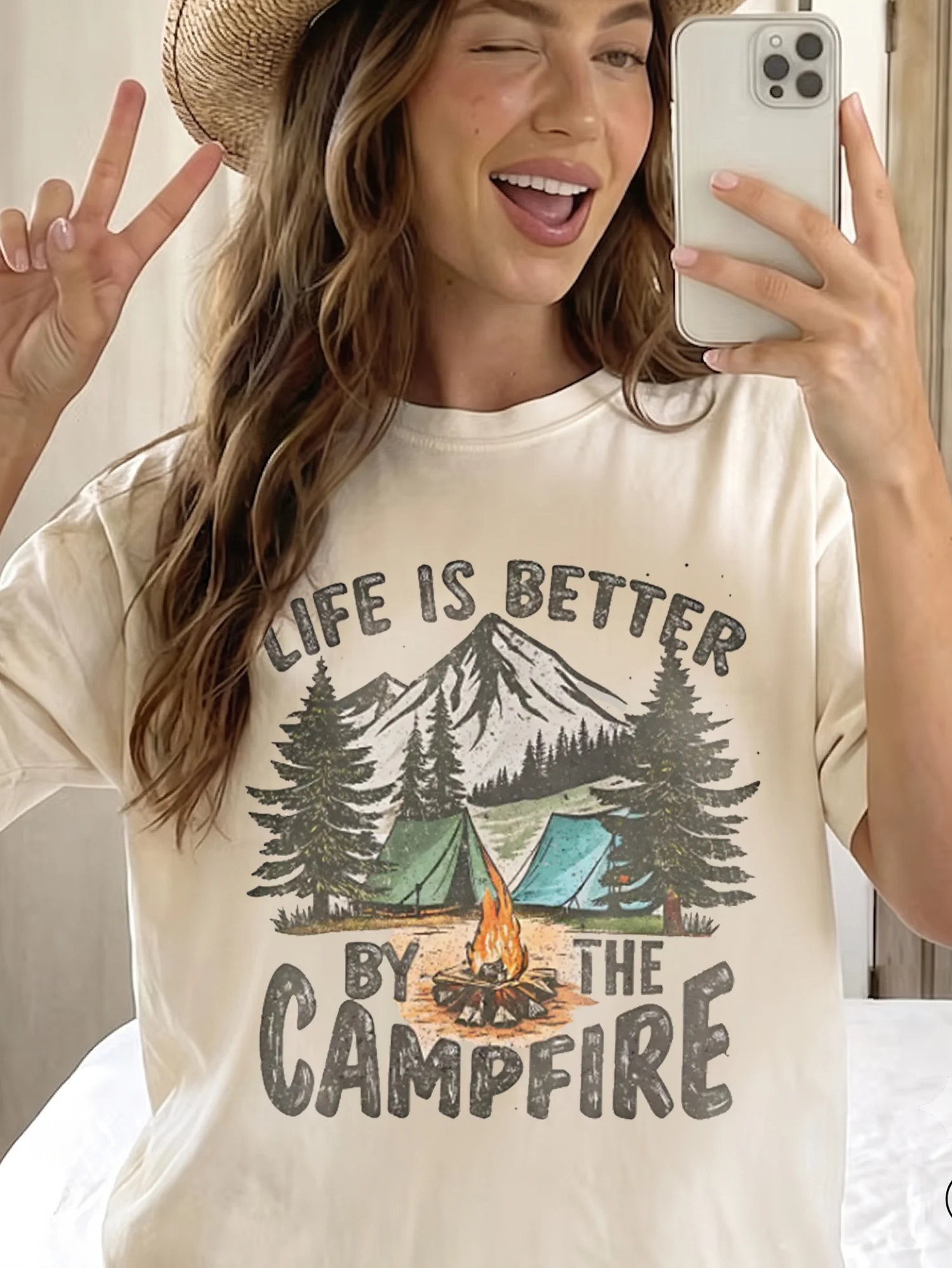 Life Is Better by the Campfire Tee Vintage Outdoor Camper Shirt