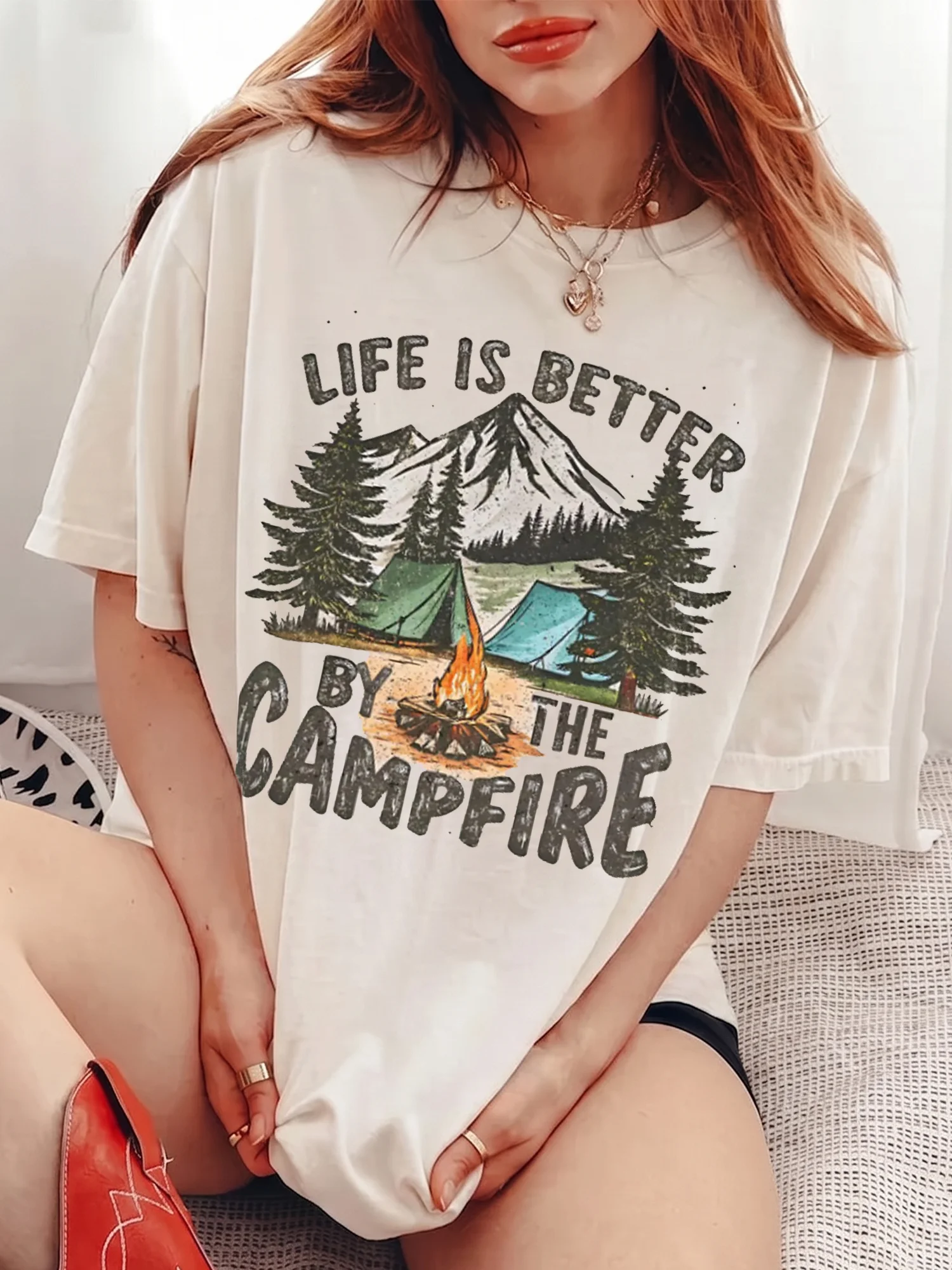 Life Is Better by the Campfire Tee Vintage Outdoor Camper Shirt