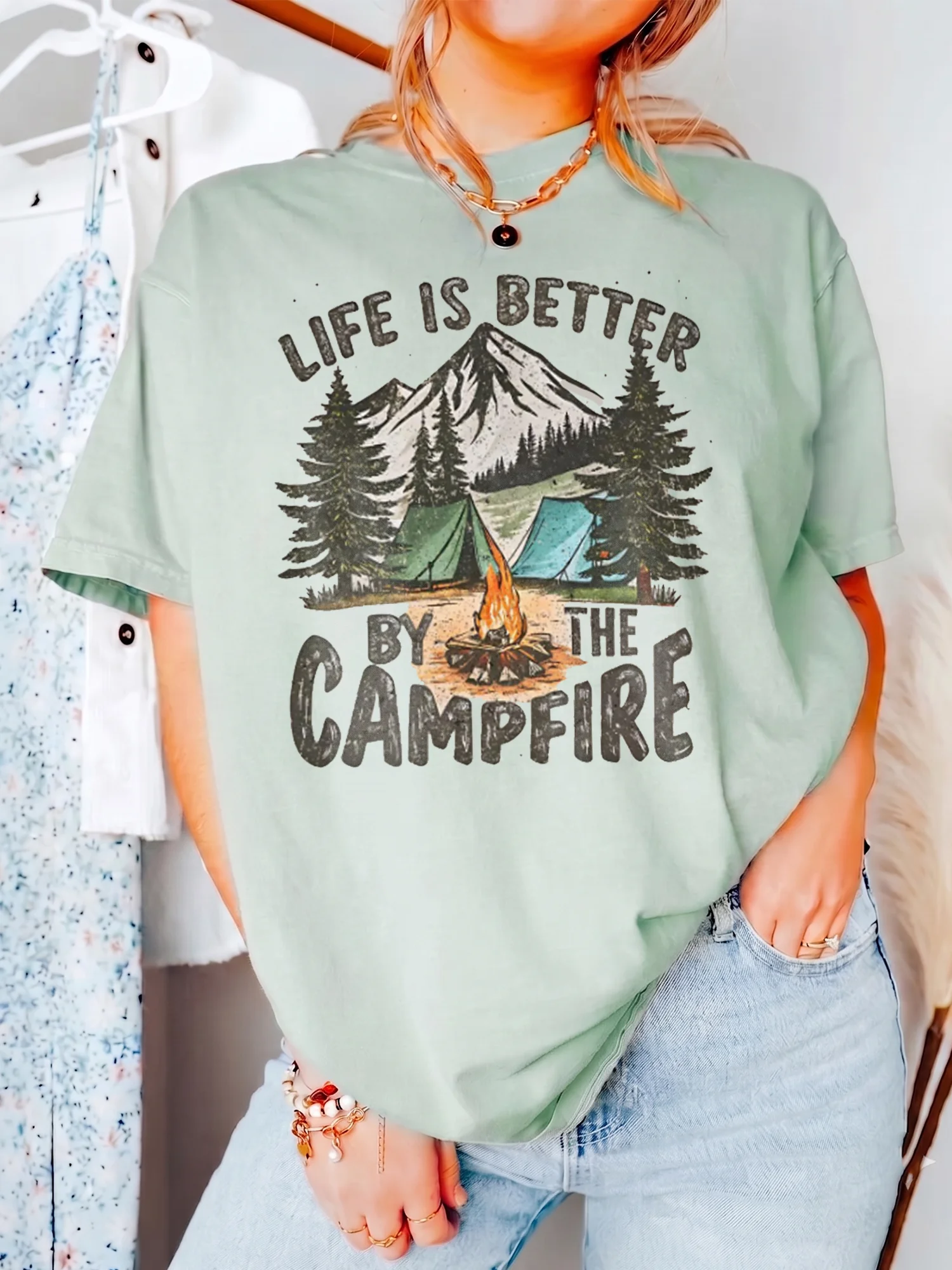 Life Is Better by the Campfire Tee Vintage Outdoor Camper Shirt