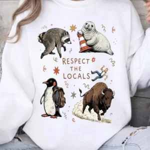 Respect the Locals Funny Wildlife Graphic Tee Vintage Camping Nature Shirt