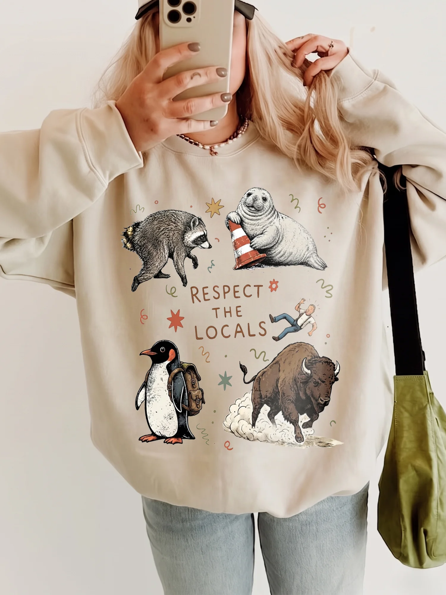 Respect the Locals Funny Wildlife Graphic Tee Vintage Camping Nature Shirt