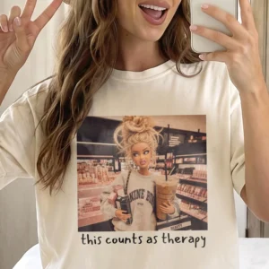 This Counts As Therapy Tee Funny Retail Therapy Burnout Coping Shirt For Women