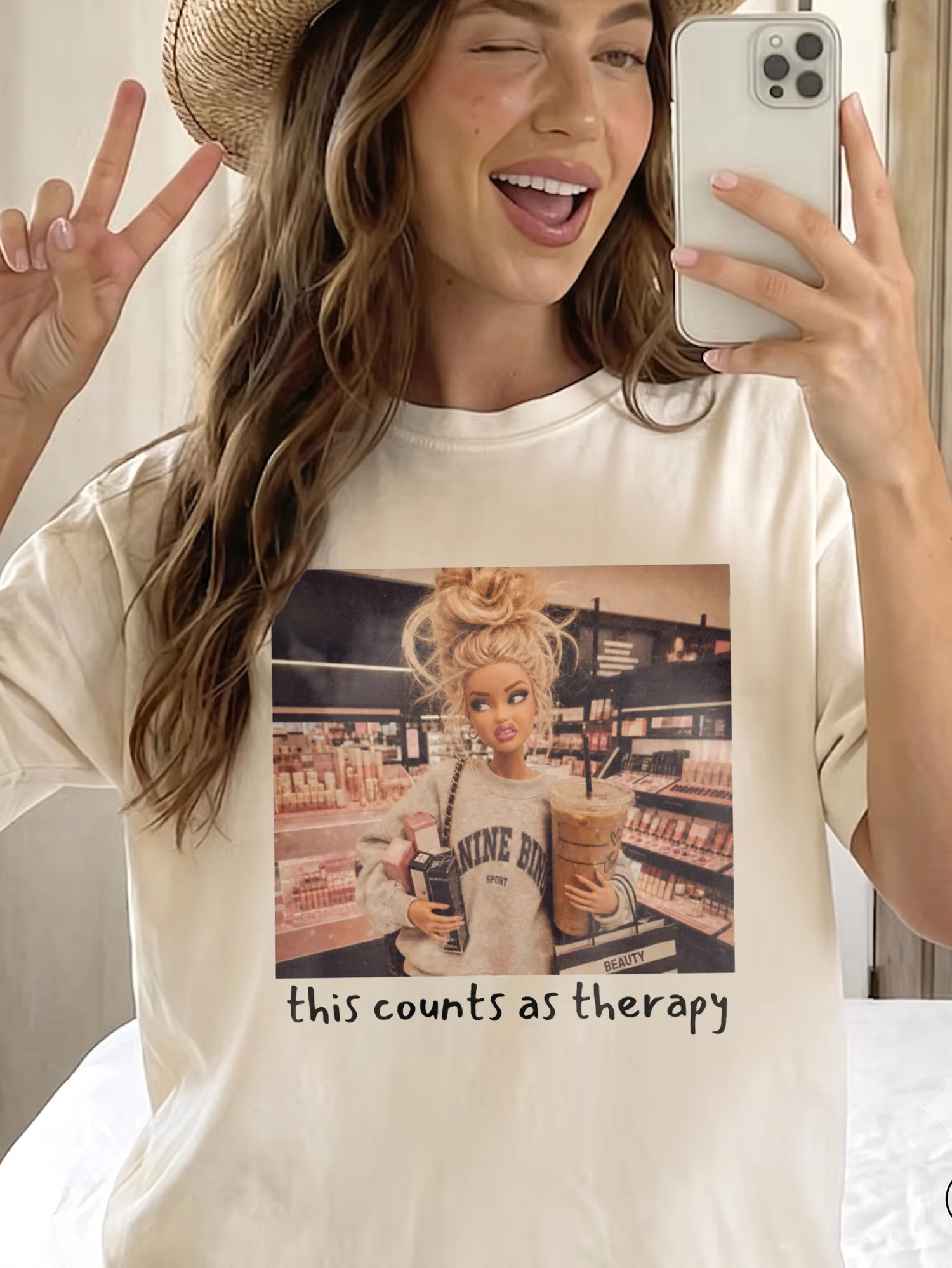 This Counts As Therapy Tee Funny Retail Therapy Burnout Coping Shirt For Women