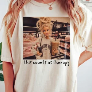 This Counts As Therapy Tee Funny Retail Therapy Burnout Coping Shirt For Women