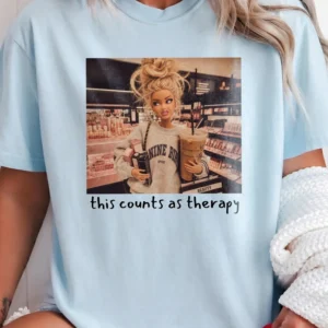This Counts As Therapy Tee Funny Retail Therapy Burnout Coping Shirt For Women