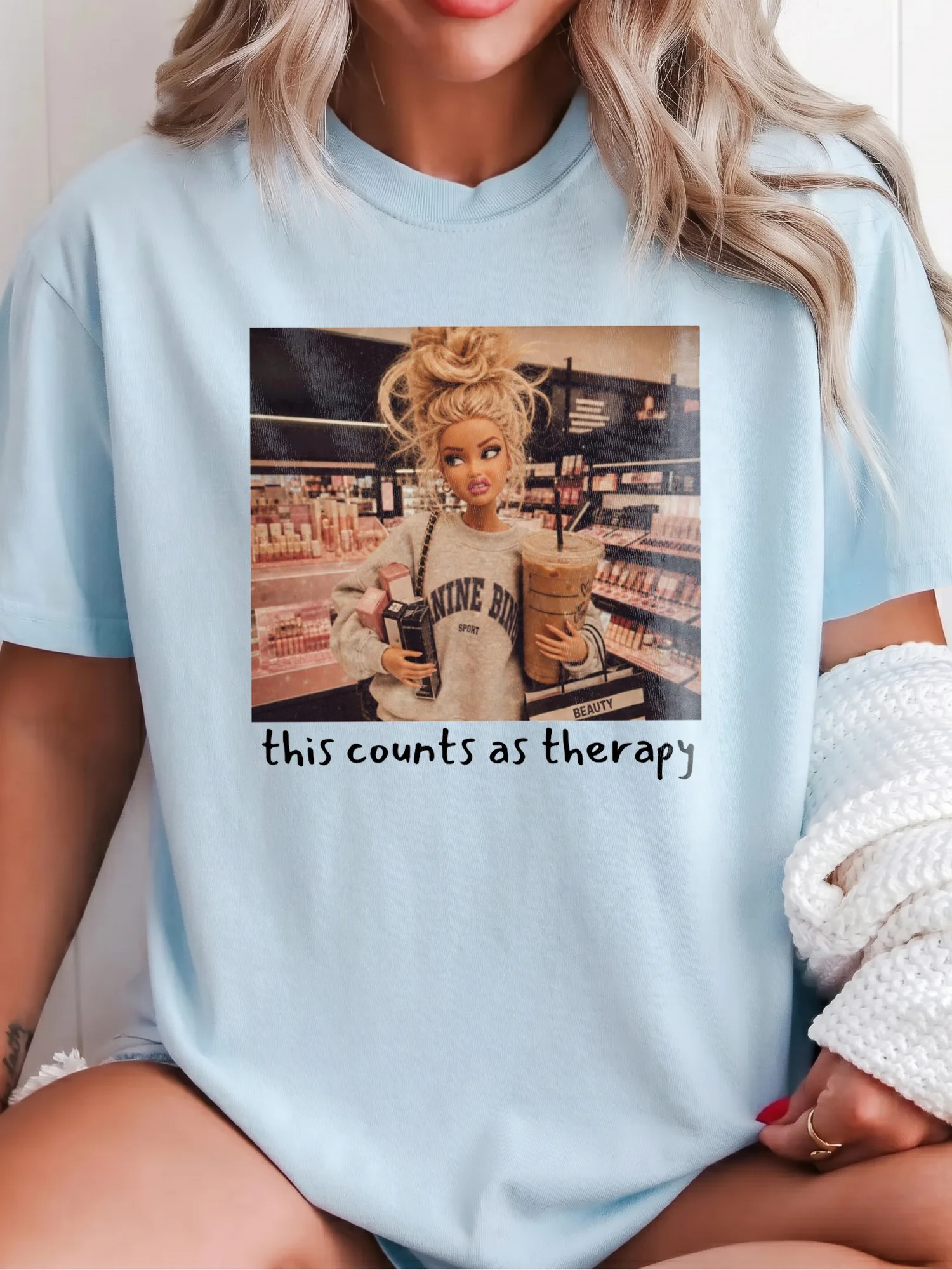 This Counts As Therapy Tee Funny Retail Therapy Burnout Coping Shirt For Women