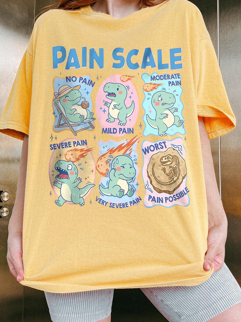 Dinosaur Pain Scale Tee Funny Medical Humor for Nurses and Doctors