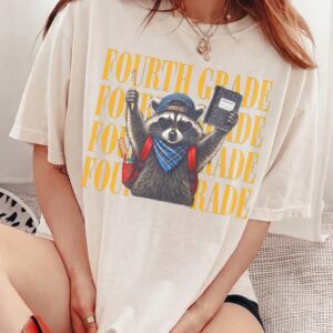 Fourth Grade Raccoon Tee for Back to School Students and Teachers