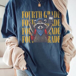 Fourth Grade Raccoon Tee for Back to School Students and Teachers