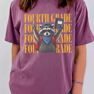 Fourth Grade Raccoon Tee for Back to School Students and Teachers
