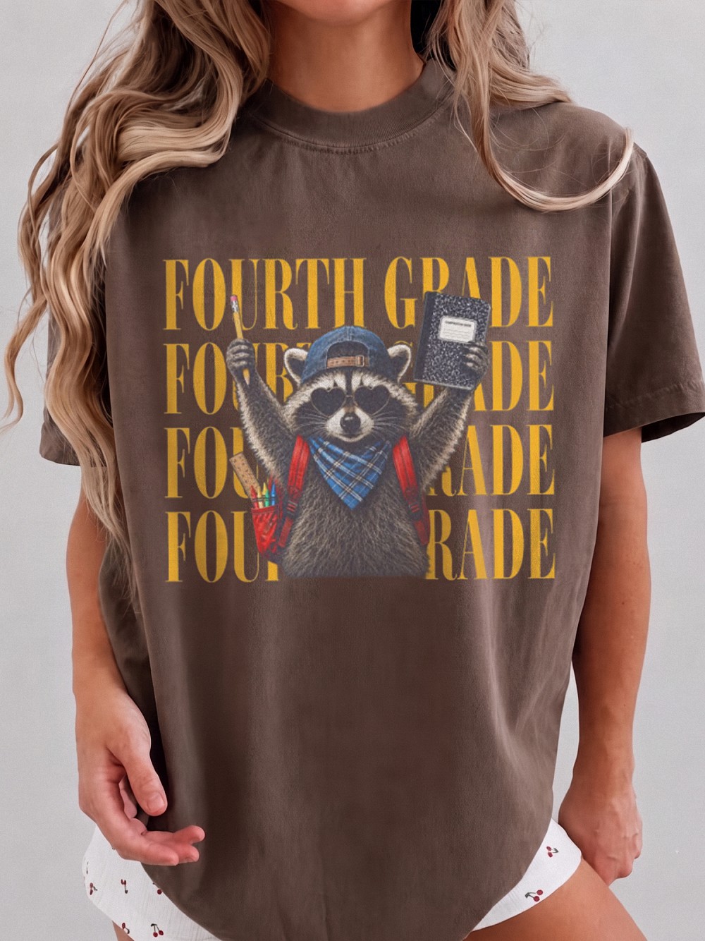 Fourth Grade Raccoon Tee for Back to School Students and Teachers