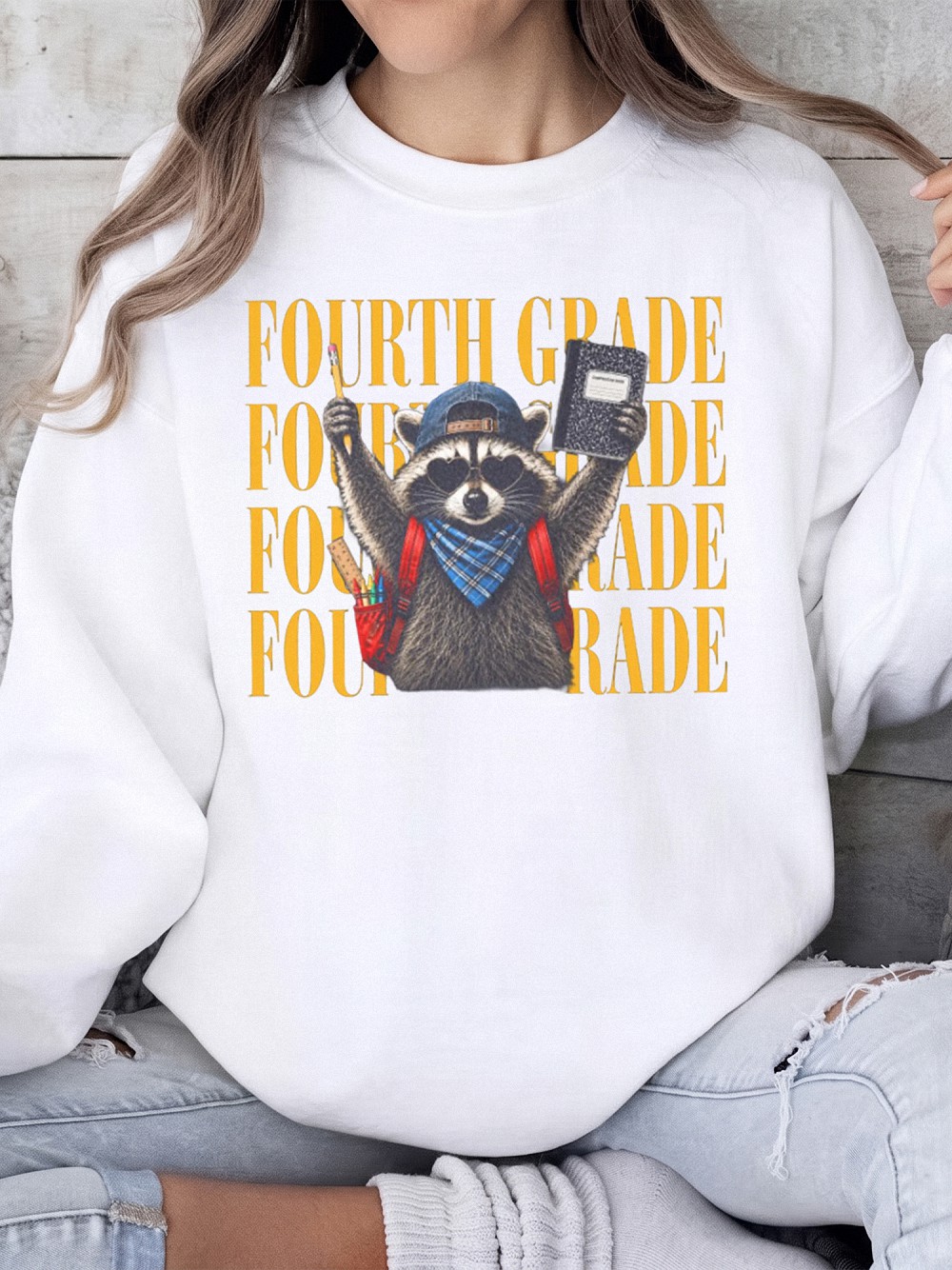 Fourth Grade Raccoon Tee for Back to School Students and Teachers