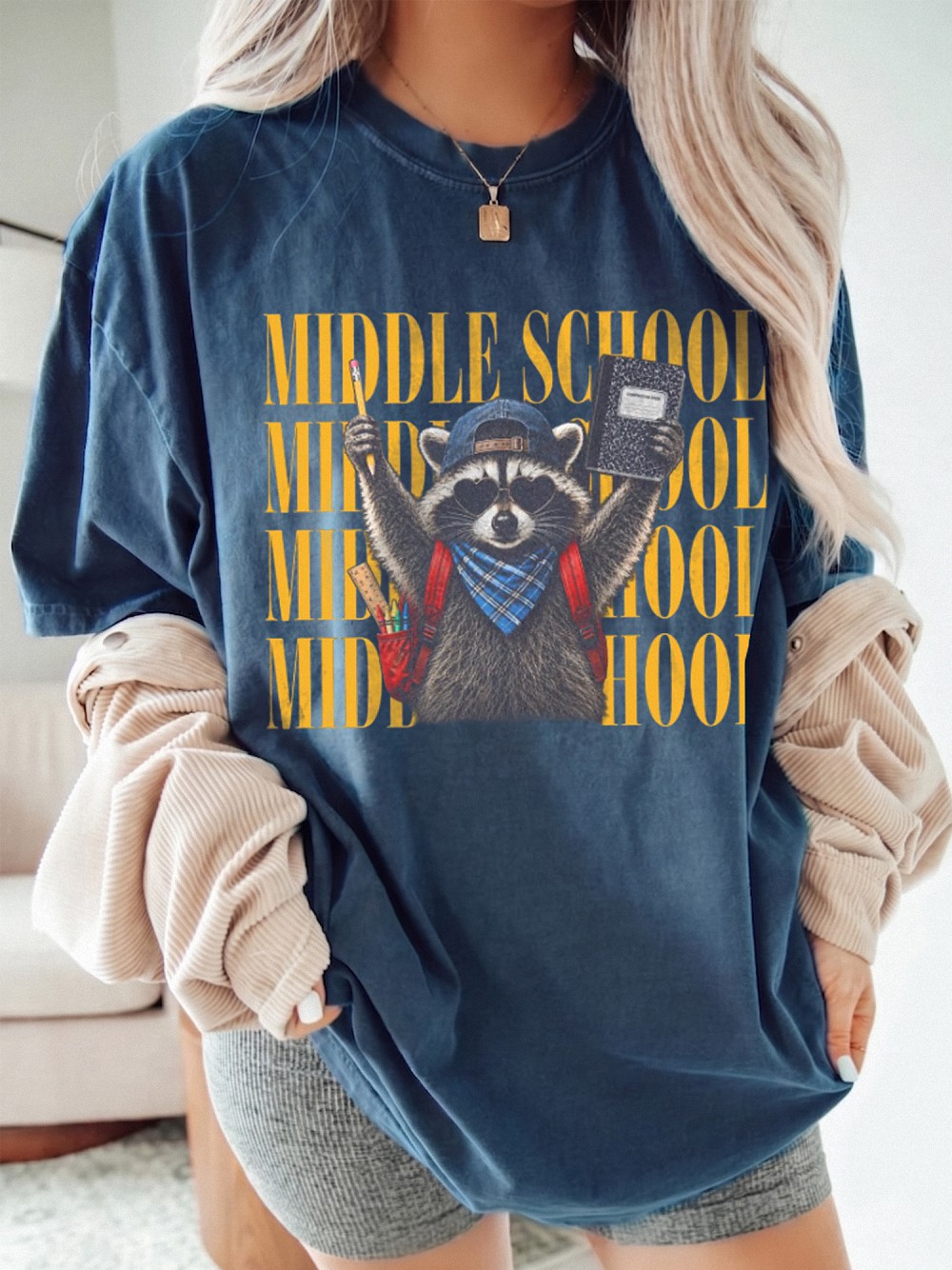 Middle School Raccoon Back to School Tee Funny First Day of School Gift for Teachers