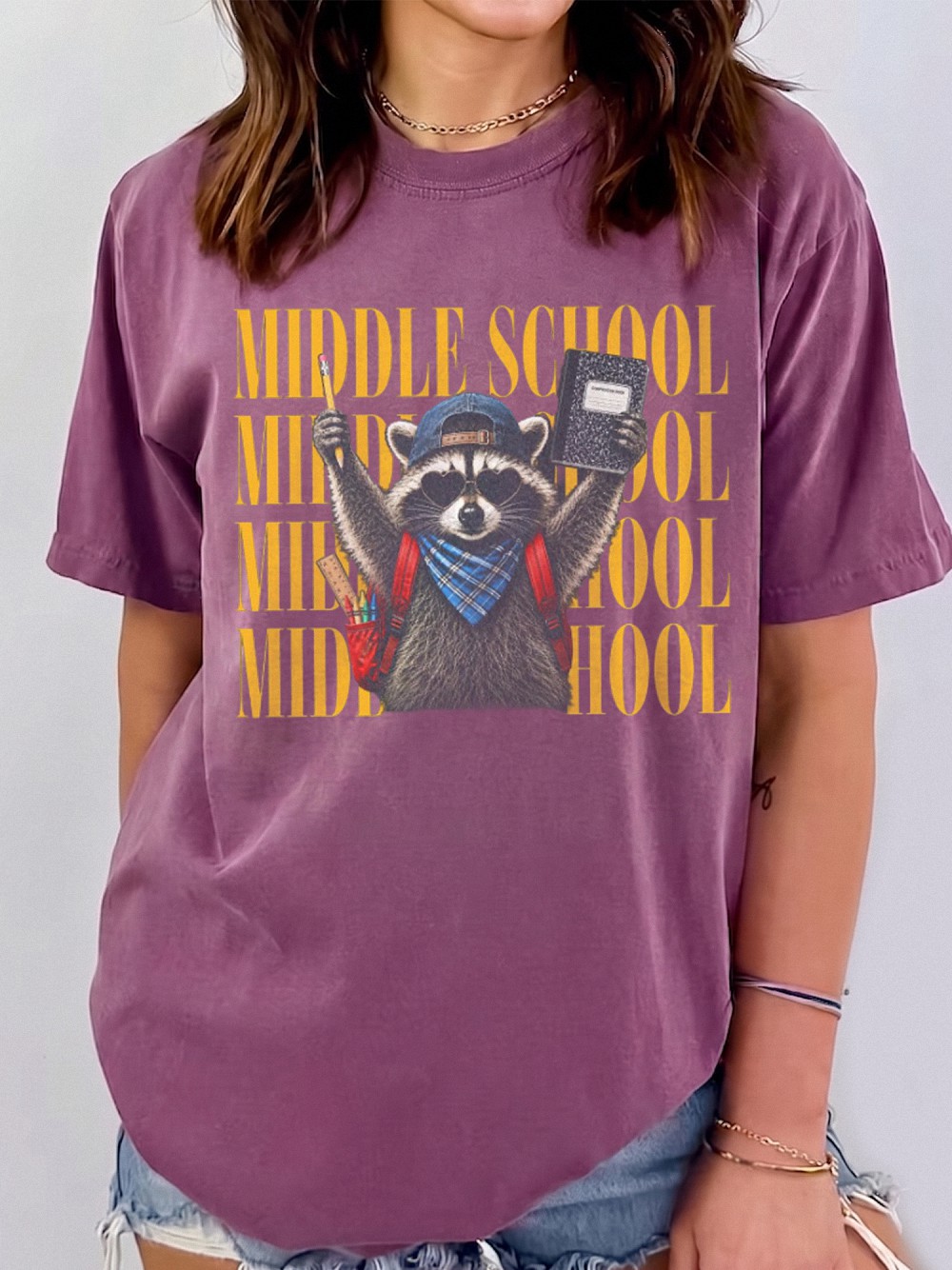 Middle School Raccoon Back to School Tee Funny First Day of School Gift for Teachers