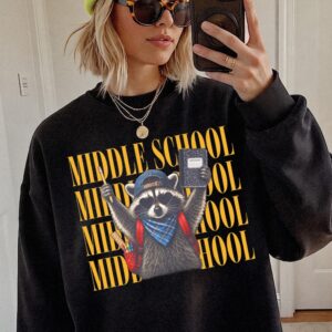 Middle School Raccoon Back to School Tee Funny First Day of School Gift for Teachers