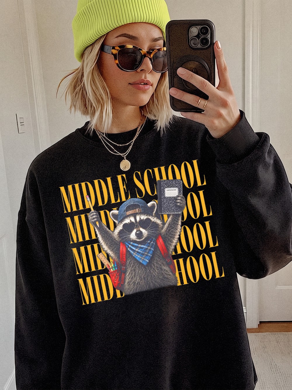 Middle School Raccoon Back to School Tee Funny First Day of School Gift for Teachers