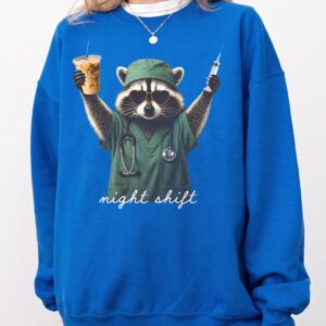 Night Shift Raccoon Nurse Tee Funny Medical Worker Gift
