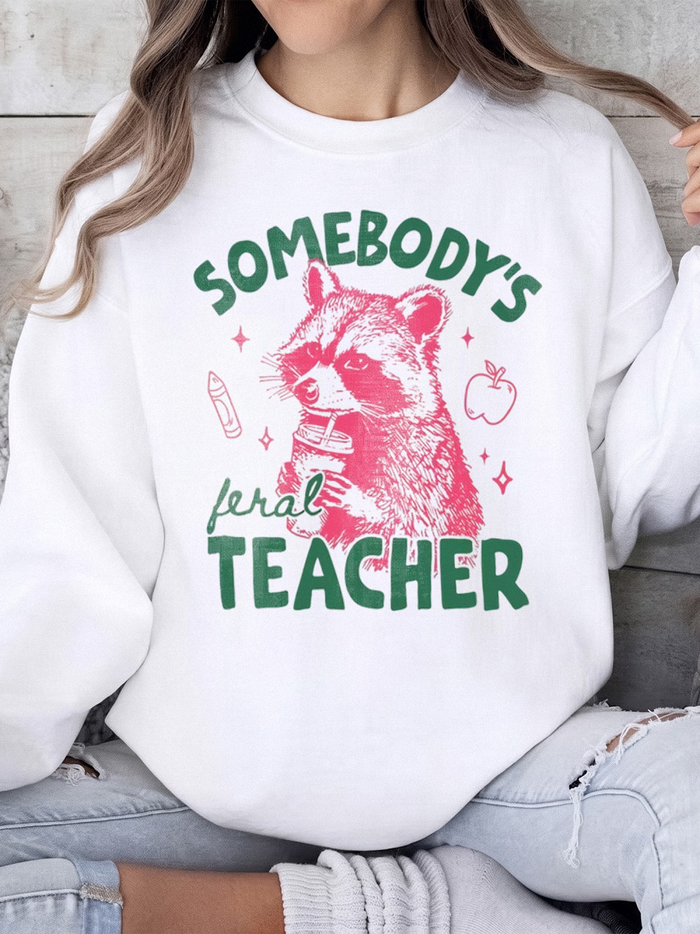 Somebody's Feral Teacher Tee Funny Back to School Shirt for Women