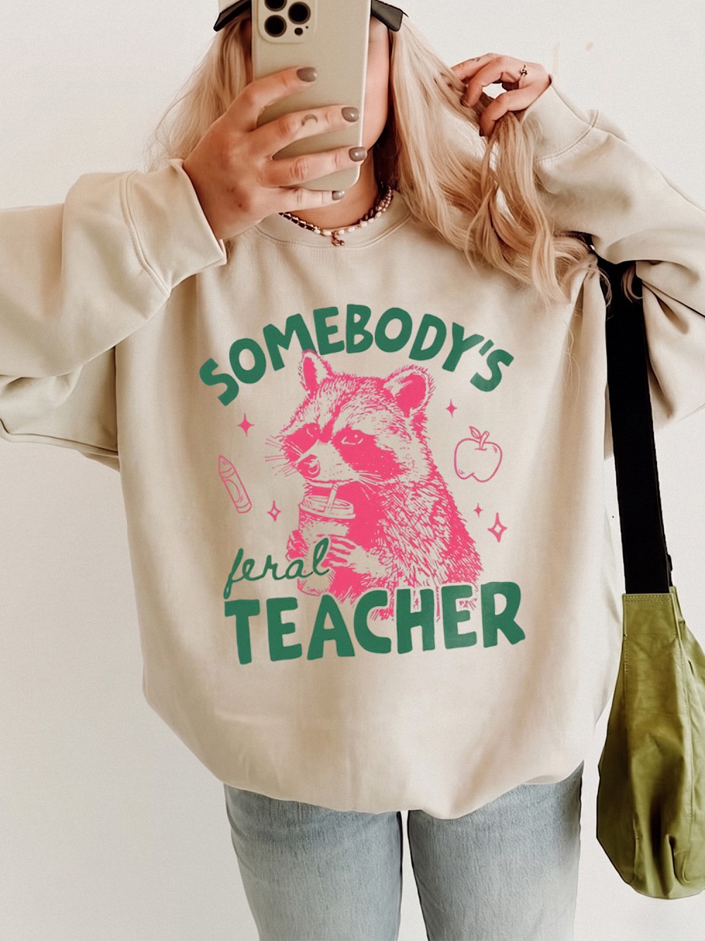 Somebody's Feral Teacher Tee Funny Back to School Shirt for Women