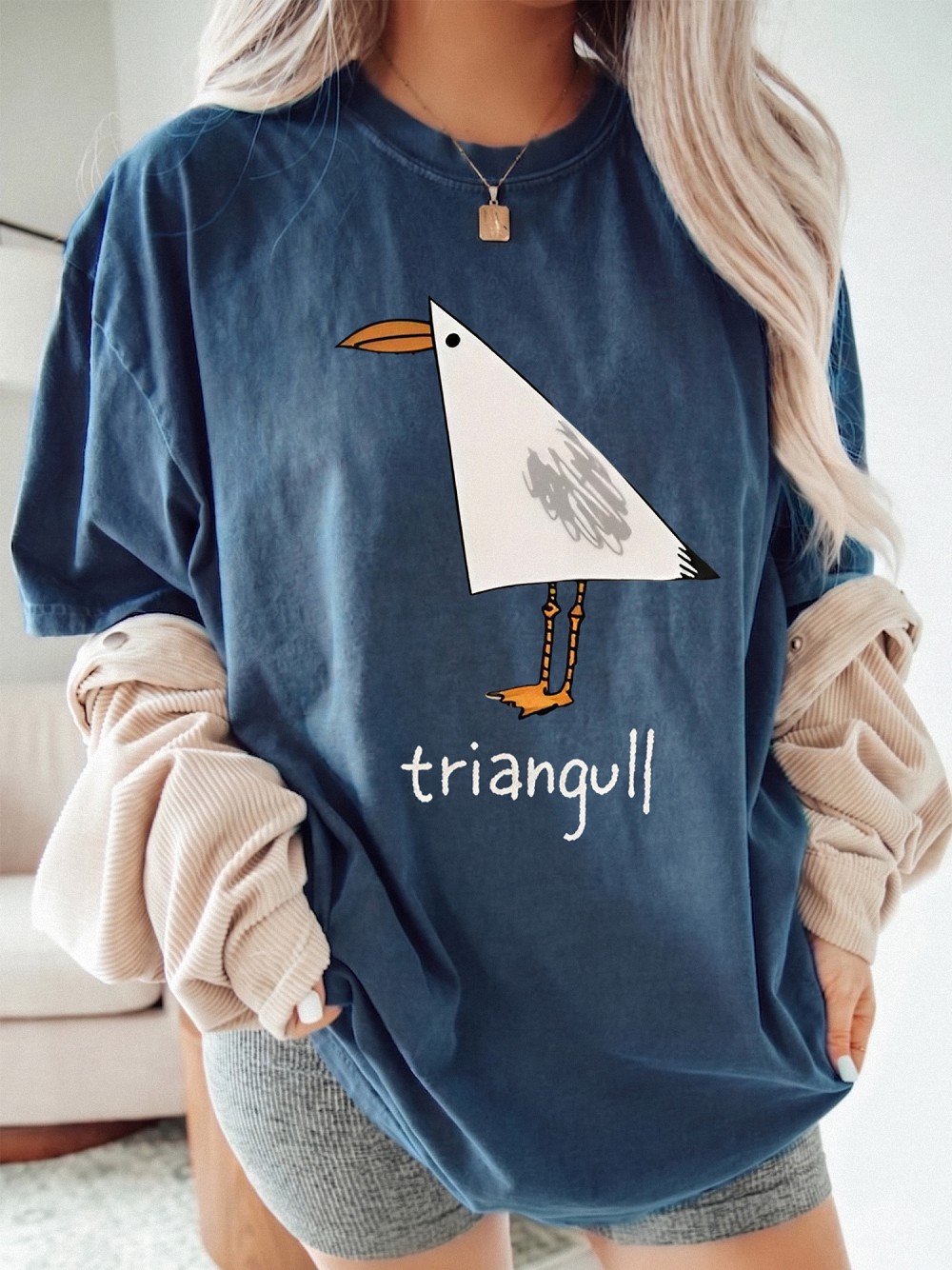 Triangull Funny Seagull Pun Tee Minimalist Geometric Bird Graphic Shirt