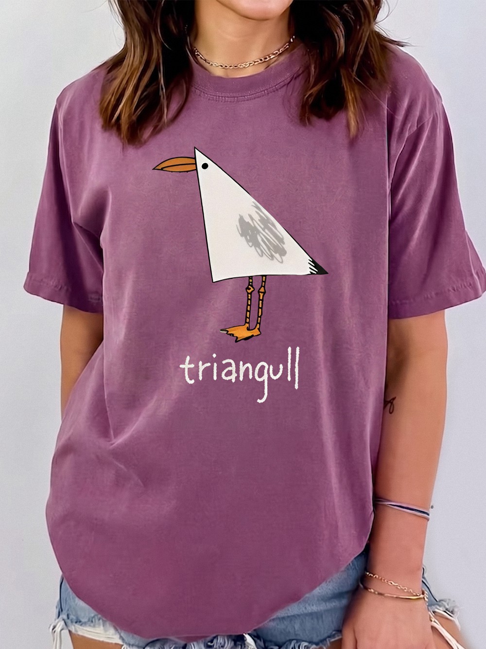 Triangull Funny Seagull Pun Tee Minimalist Geometric Bird Graphic Shirt