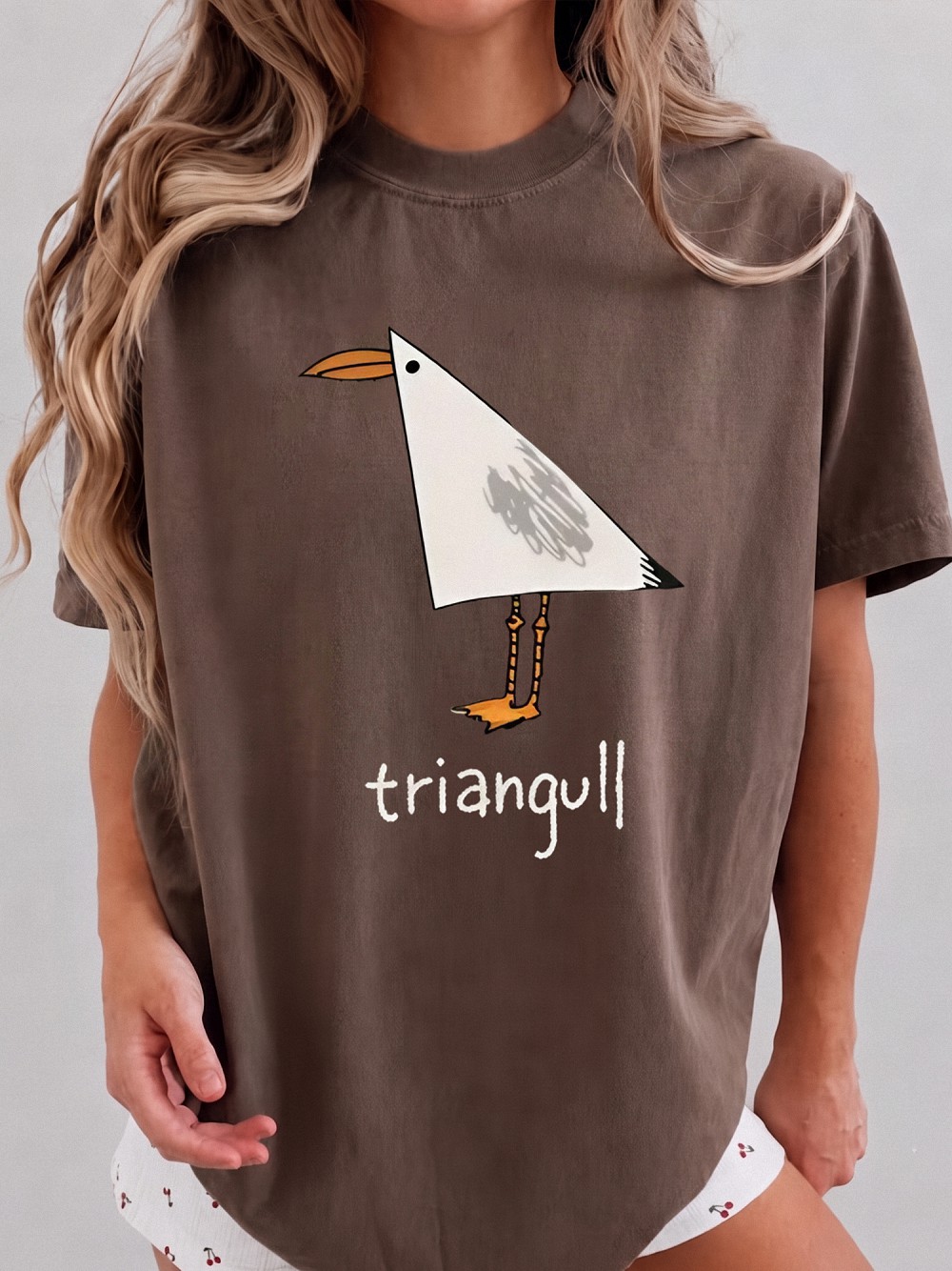 Triangull Funny Seagull Pun Tee Minimalist Geometric Bird Graphic Shirt