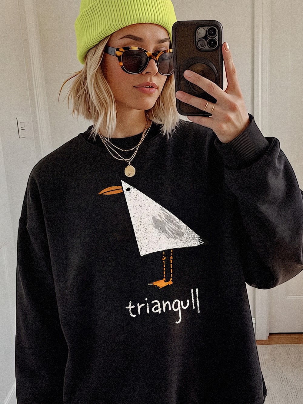 Triangull Funny Seagull Pun Tee Minimalist Geometric Bird Graphic Shirt